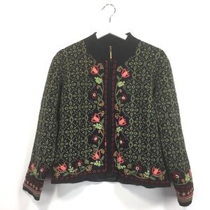 Carson Small Jacket Knit Floral Velvet Embroidered